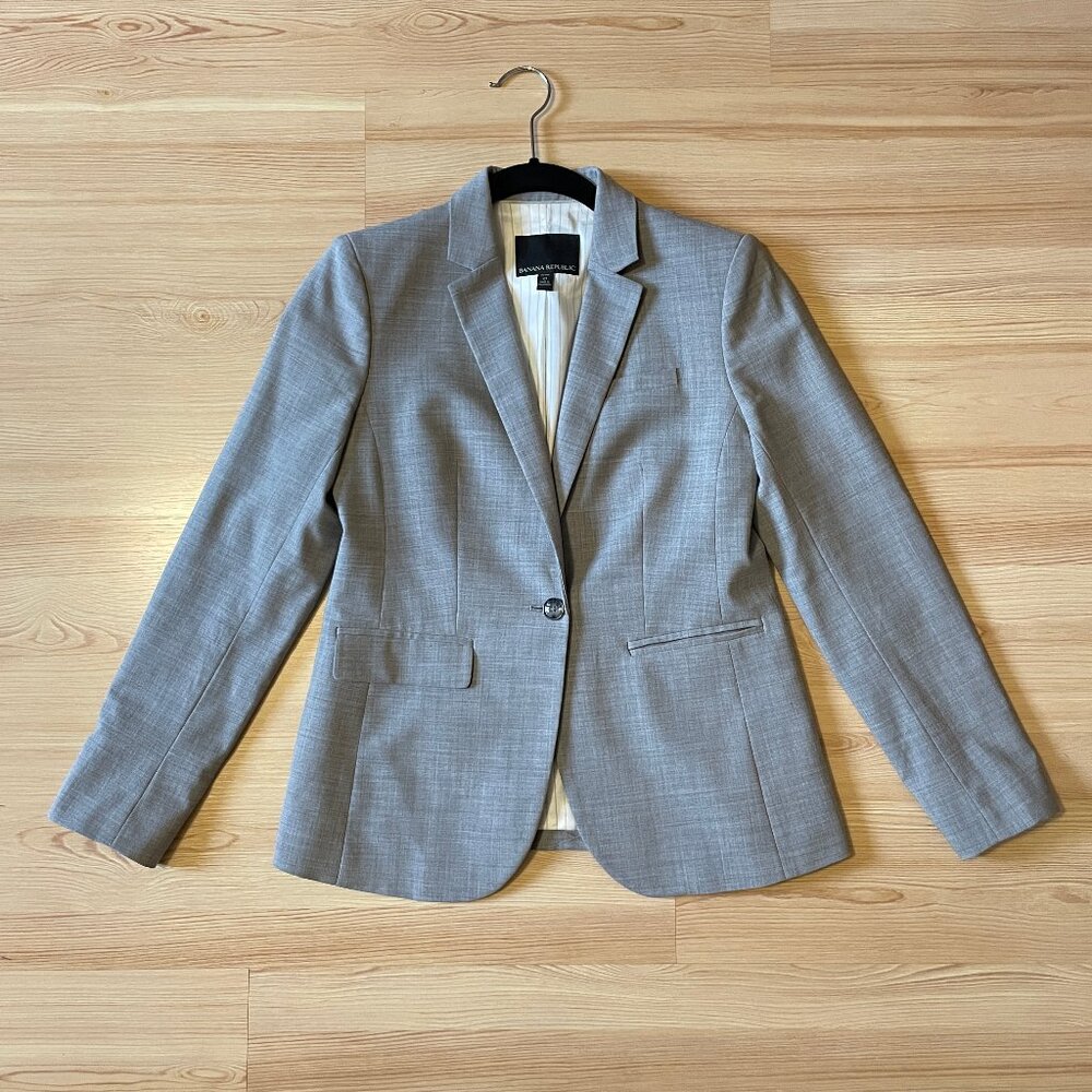 Banana Republic Wool Blazer, Gray, 0P